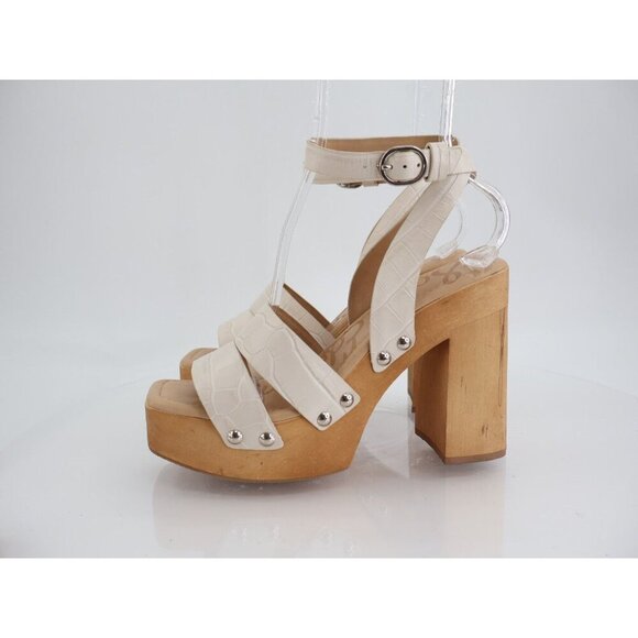 Sam Edelman Rosalind Womens Sandals Platform Wood Heel Beige Suede Strappy 8.5 - Picture 3 of 13